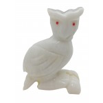 Himalayan White Hand Carved Marble Owl H: 13 x W: 10.5cm - 1 Pcs